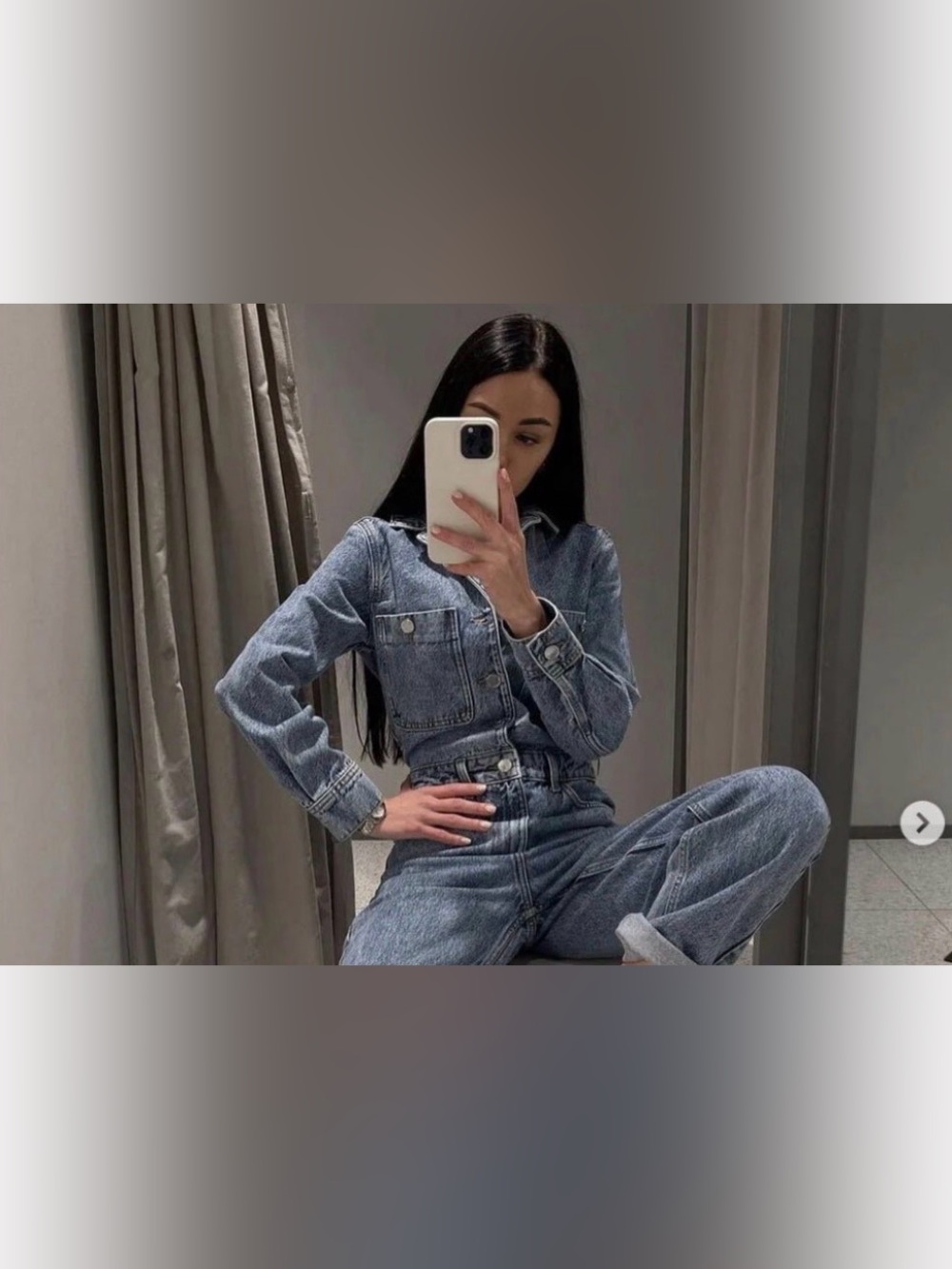 Zara Blue Denim Jumpsuit - Picture 9 of 12